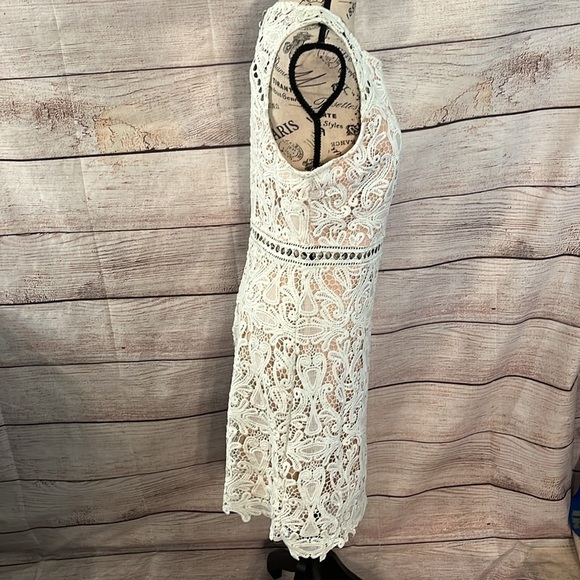 Lulu’s Dream Life Dress Lace Overlay NWT Bodycon Light Blue Size Medium - Picture 5 of 12